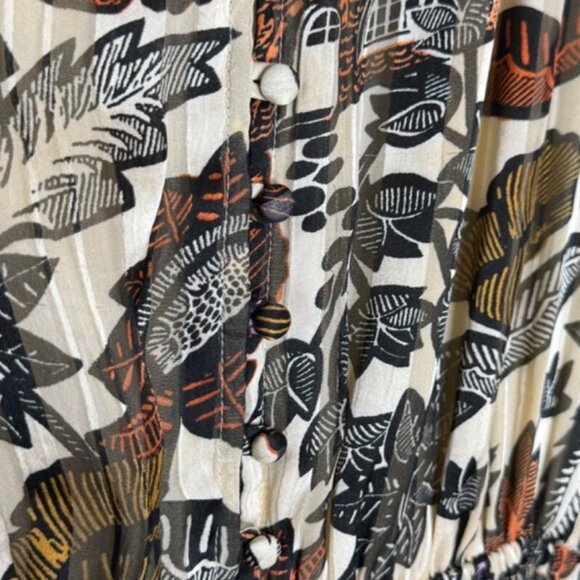 Scotch & Soda Boho Floral Flowy Midi Dress Long Sleeve Tiered Skirt Size S 70s - Picture 7 of 15